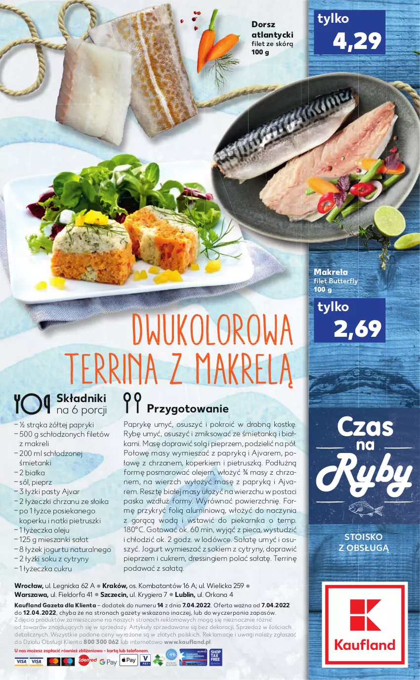 Gazetka promocyjna Kaufland - RYBY - ważna 07.04 do 12.04.2022 - strona 2 - produkty: Chrzan, Cytryny, Dorsz, Dres, Fa, Jogurt, Makrelą, Olej, Orka, Piec, Piekarnik, Pieprz, Por, Sałat, Sok, Sól, Wagi