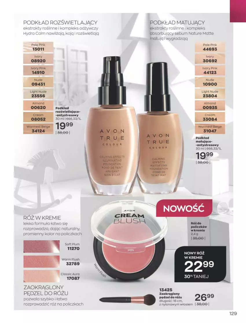 Gazetka promocyjna Avon - Katalog Avon 11/2021 kampania listopad - ważna 01.11 do 30.11.2021 - strona 125 - produkty: Gra, Pędzel do różu, Podkład, Podkład matujący