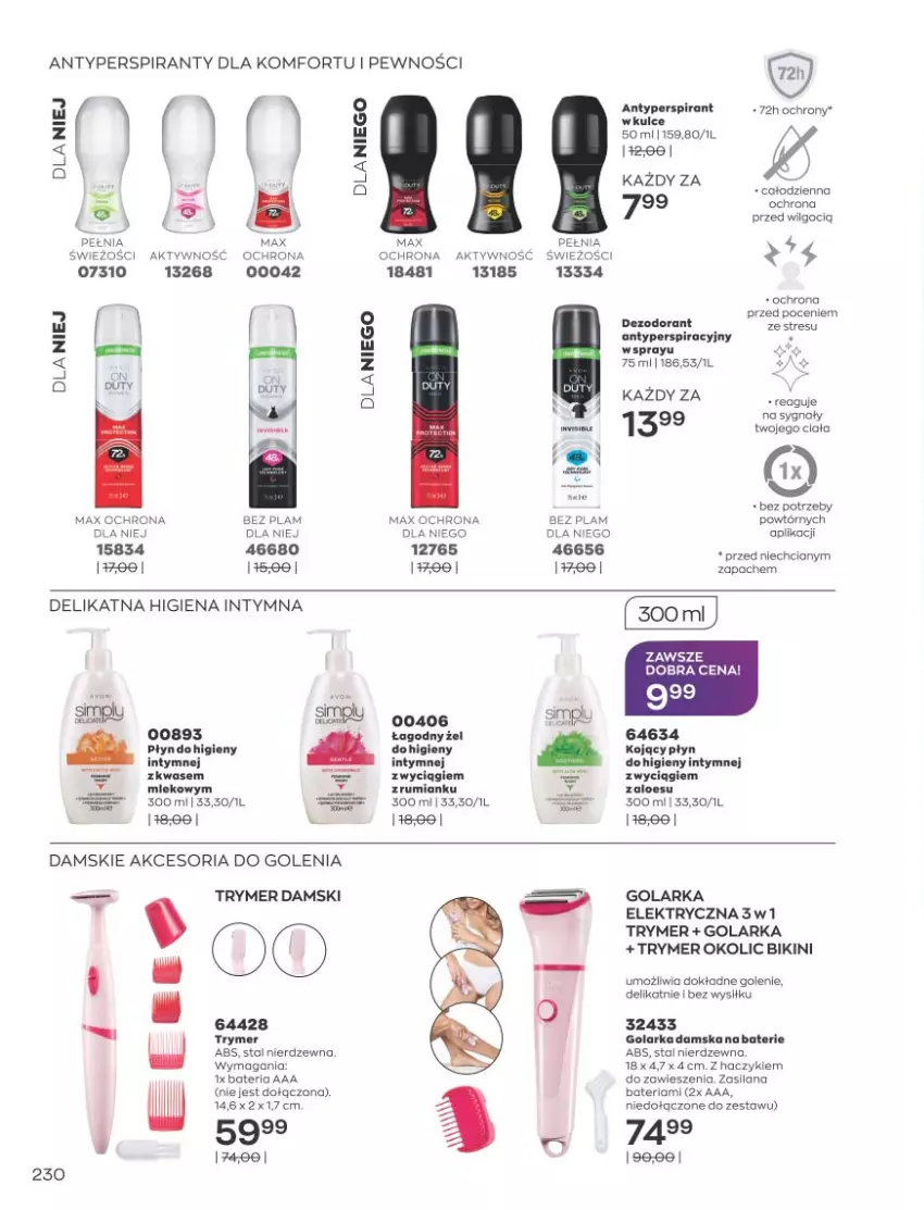 Gazetka promocyjna Avon - Katalog Avon 11/2021 kampania listopad - ważna 01.11 do 30.11.2021 - strona 226 - produkty: Antyperspirant, Bateria, Bikini, Dezodorant, Golarka, Haczyk, LG, Mleko, Rum, Silan