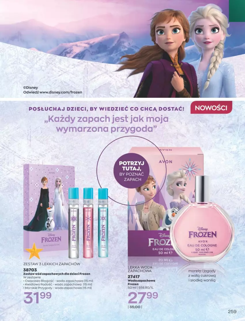 Gazetka promocyjna Avon - Katalog Avon 11/2021 kampania listopad - ważna 01.11 do 30.11.2021 - strona 255 - produkty: Disney, Dzieci, Frozen, Jagody, Morela, Woda