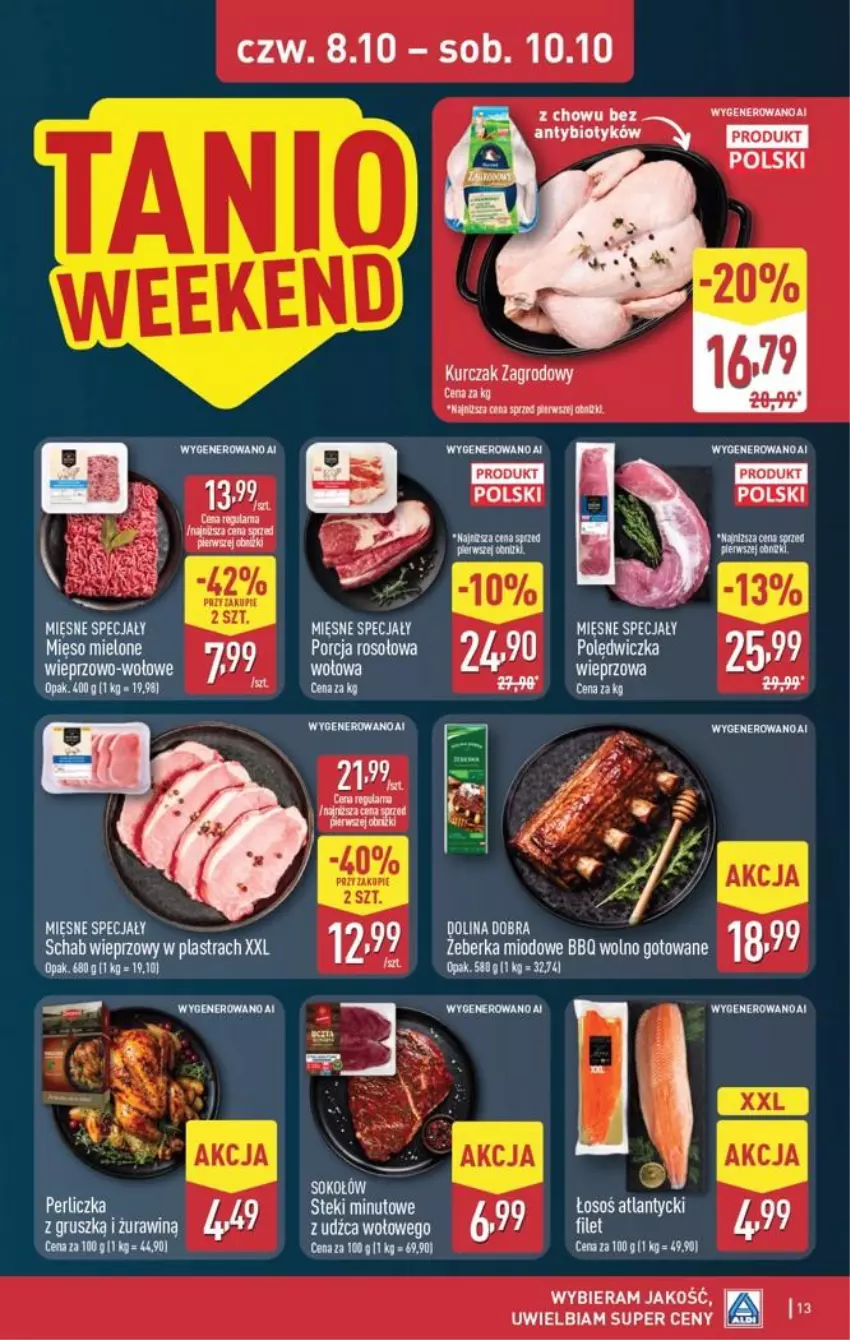 Gazetka promocyjna Aldi - Oferta weekndowa - ważna 08.10 do 10.10.2026 - strona 13 - produkty: Kurczak, LG, Mięsne specjały, Mięso, Mięso mielone, Por, Rum, Sok, Sokołów, Stek