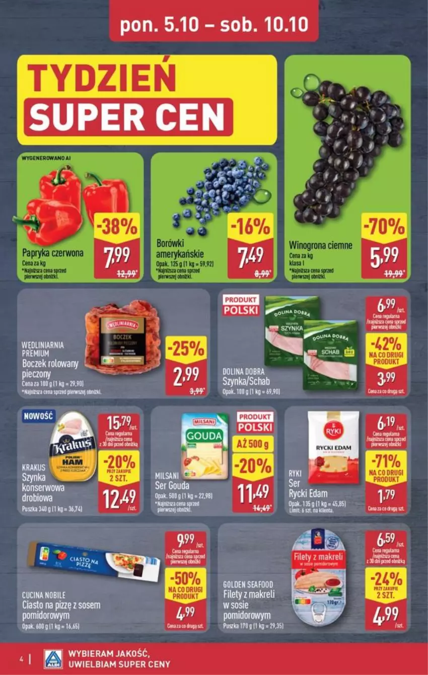 Gazetka promocyjna Aldi - Oferta weekndowa - ważna 08.10 do 10.10.2026 - strona 4 - produkty: Edam, Gouda, Rycki Edam, Ser, Sos, Szynka