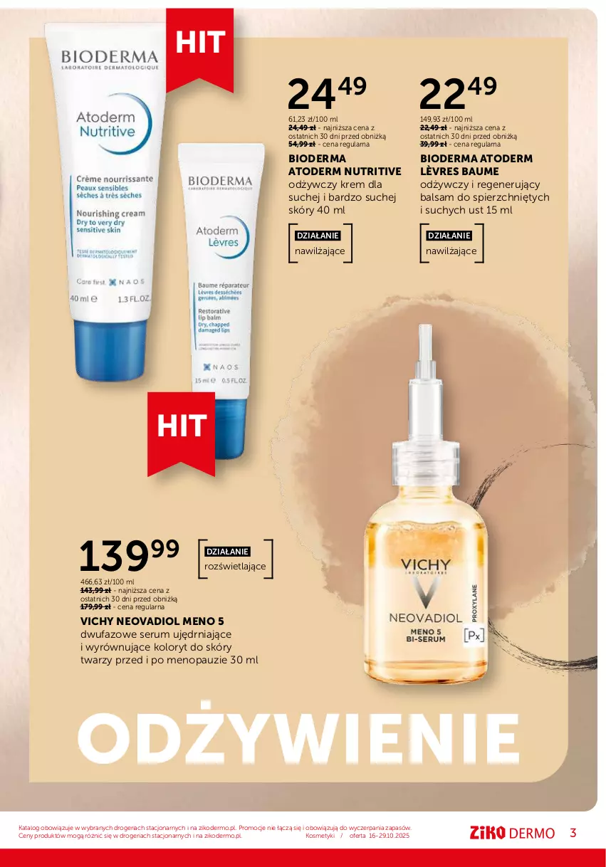 Gazetka promocyjna Ziko - Gazetka Ziko Dermo - ważna 16.10 do 29.10.2025 - strona 3 - produkty: Atoderm, Bioderma, Fa, Rum, Ser, Serum, Vichy