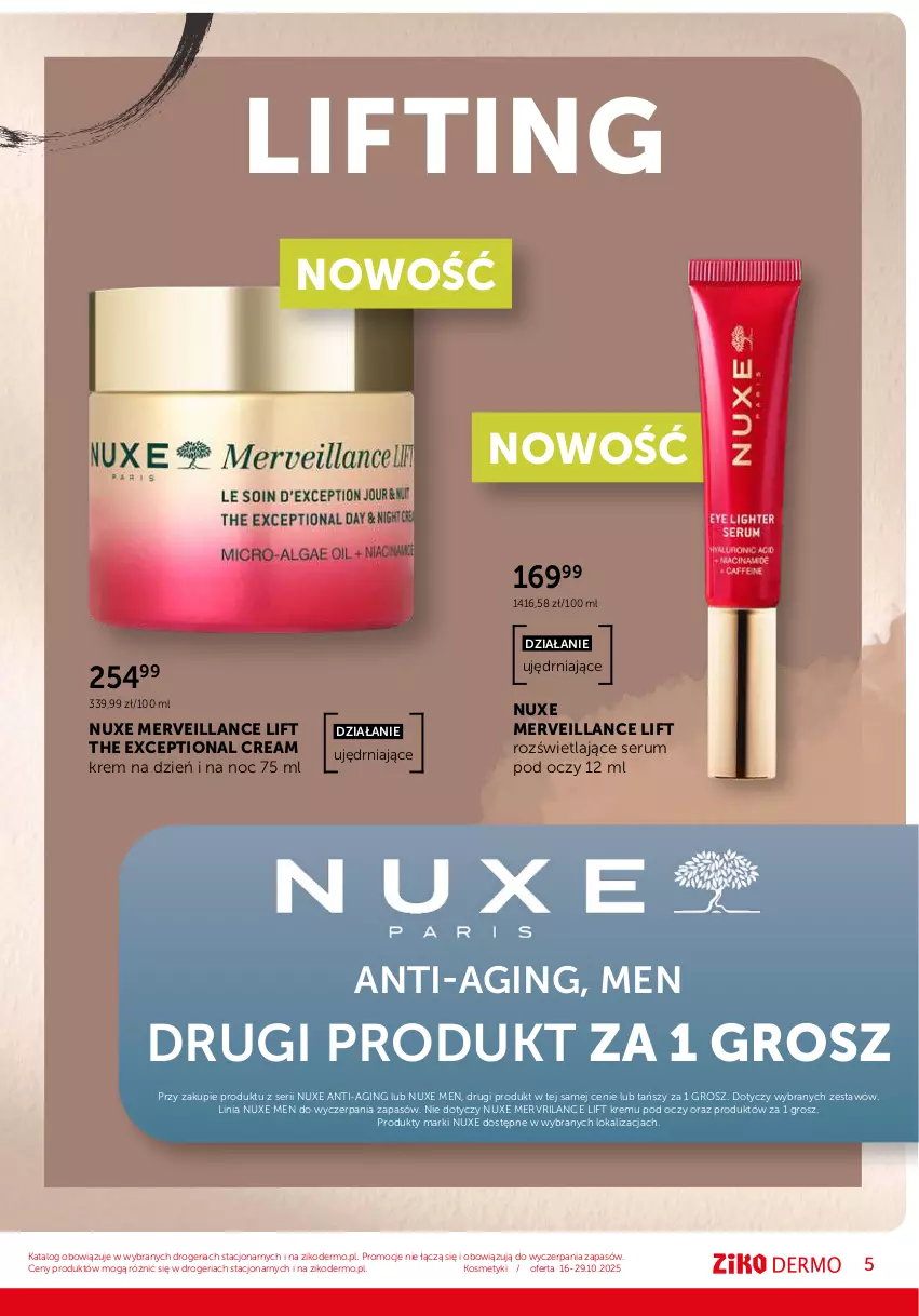 Gazetka promocyjna Ziko - Gazetka Ziko Dermo - ważna 16.10 do 29.10.2025 - strona 5 - produkty: Gin, Krem na dzień, Krem na dzień i na noc, Nuxe, Rum, Ser, Serum, Serum pod oczy