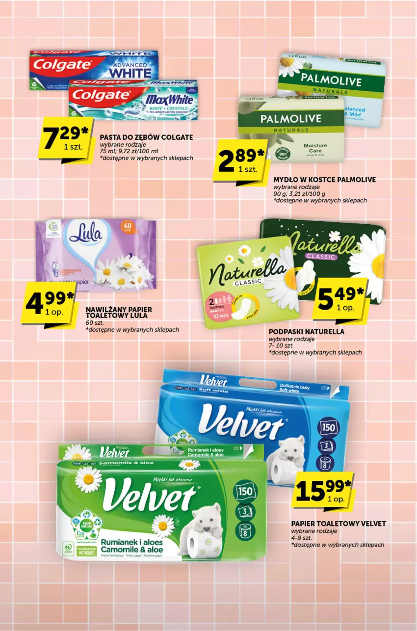 Gazetka promocyjna ABC - ważna 19.09 do 01.10.2024 - strona 30 - produkty: Colgate, LG, Mydło, Naturell, Naturella, Nawilżany papier, Palmolive, Papier, Papier toaletowy, Pasta do zębów, Podpaski, Rum, Velvet