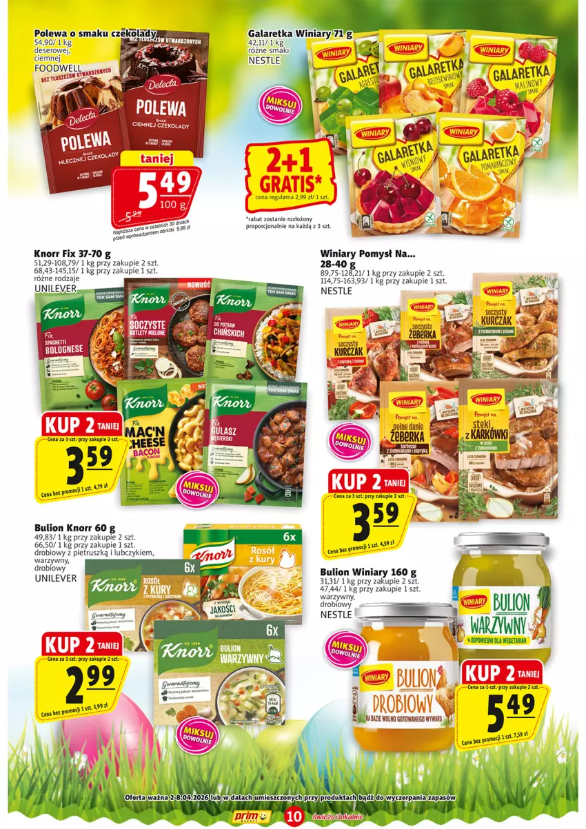 Gazetka promocyjna Prim Market - ważna 02.04 do 08.04.2026 - strona 10 - produkty: Bulion, Deser, Gala, Galaretka, Knorr, Lion, Por, Ser, Winiary