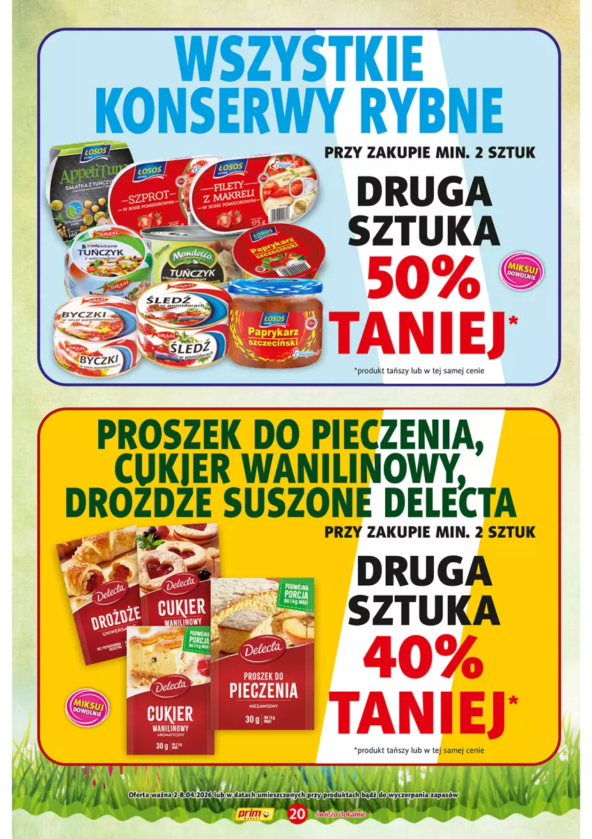 Gazetka promocyjna Prim Market - ważna 02.04 do 08.04.2026 - strona 20 - produkty: Cukier, Cukier wanilinowy, Delecta, Drożdże, Piec, Proszek do pieczenia, Ser