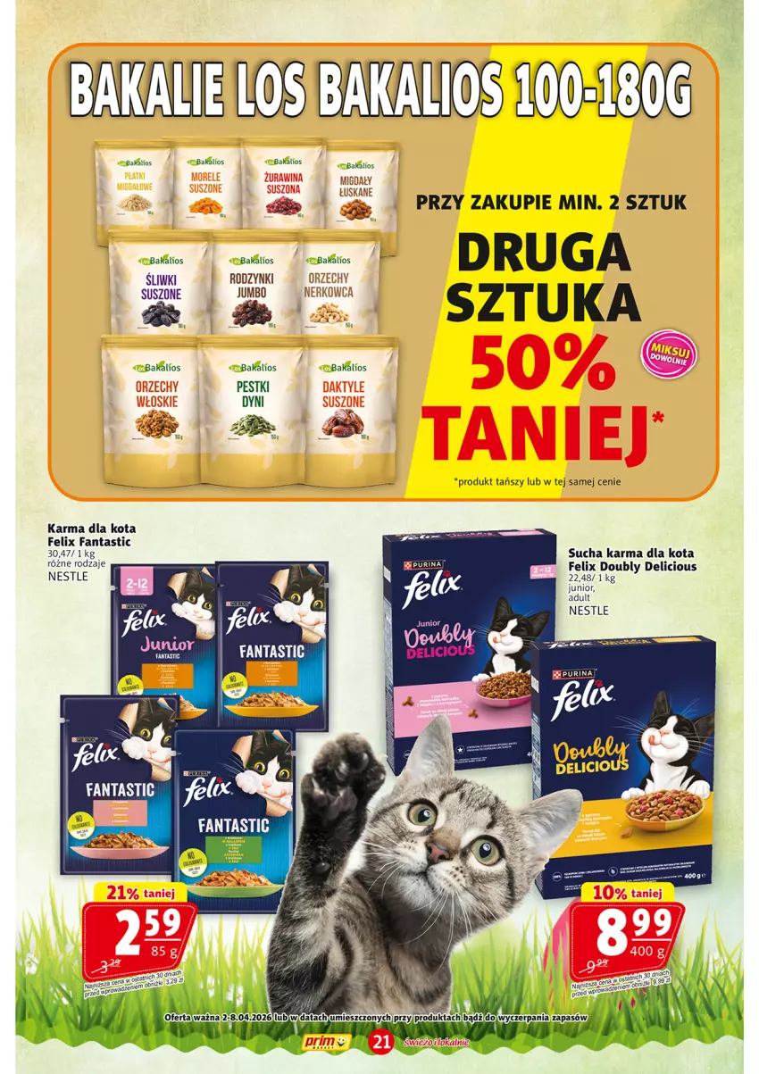 Gazetka promocyjna Prim Market - ważna 02.04 do 08.04.2026 - strona 21 - produkty: Fa, Fanta, Felix, LG, Pestki dyni, Rodzynki, Sucha karma