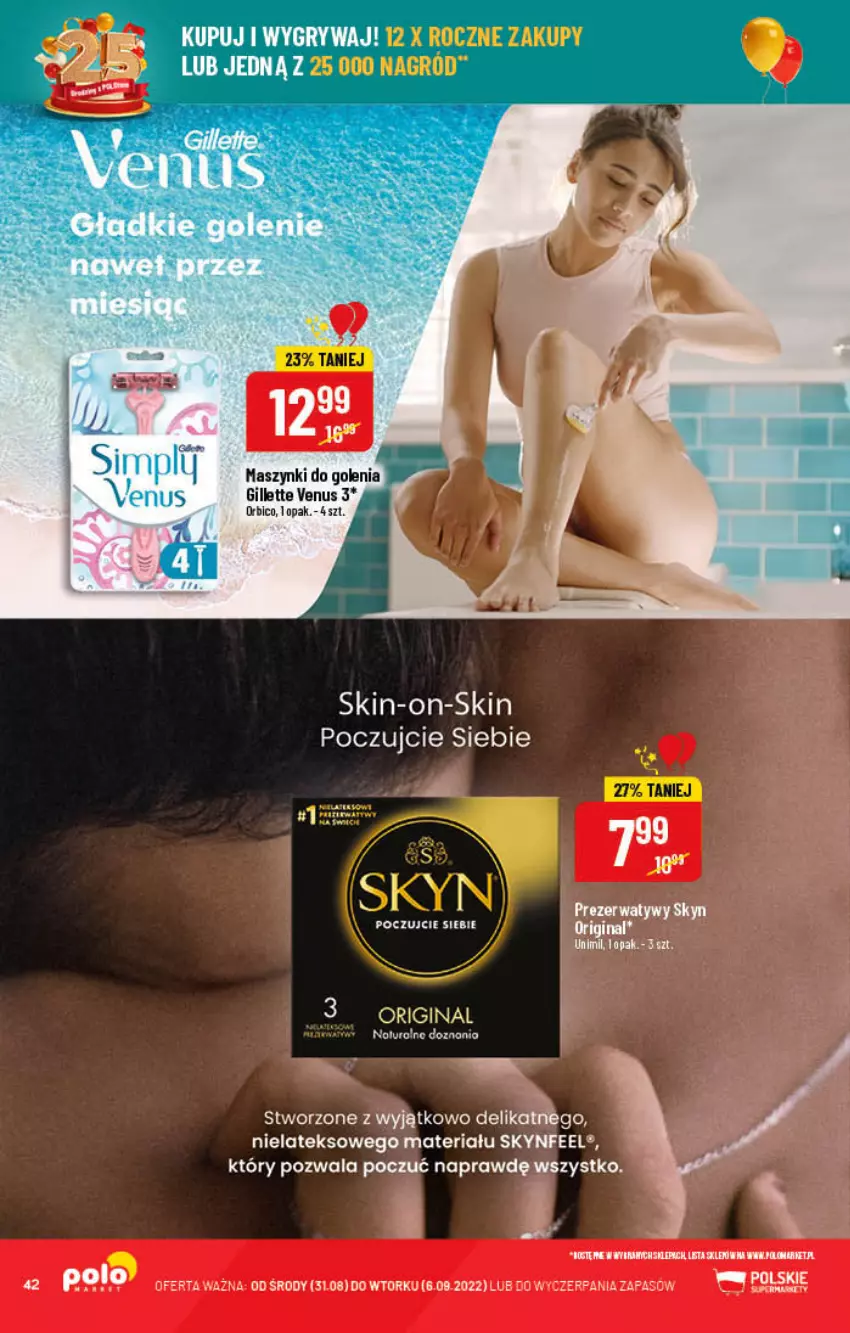 Gazetka promocyjna PoloMarket - Gazetka pomocyjna - ważna 31.08 do 06.09.2022 - strona 42 - produkty: BIC, Gillette, Gillette Venus, Gin, Skyn, Unimil, Venus