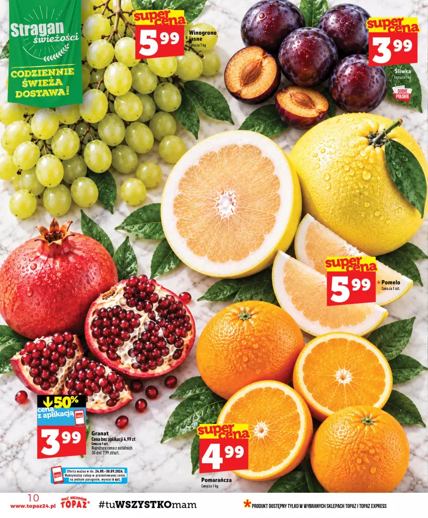 Gazetka promocyjna Topaz - Gazetka - ważna 24.09 do 30.09.2026 - strona 10 - produkty: Pomelo, Top, Wino