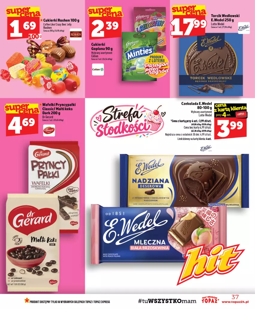 Gazetka promocyjna Topaz - Gazetka - ważna 24.09 do 30.09.2026 - strona 37 - produkty: Cukier, Cukierki, Czekolada, Deser, Dr Gerard, Goplana, LANA, Ser, Top