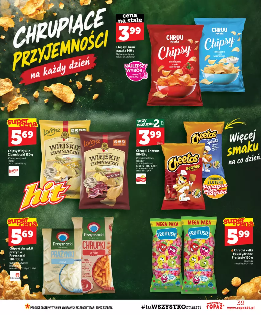 Gazetka promocyjna Topaz - Gazetka - ważna 24.09 do 30.09.2026 - strona 39 - produkty: Chipsy, Chrupki, Top