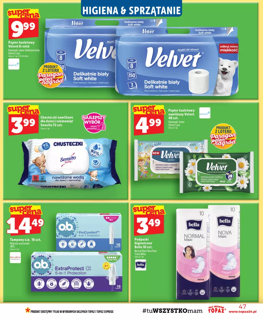Gazetka promocyjna Topaz - Gazetka - ważna 24.09 do 30.09.2026 - strona 47 - produkty: Chusteczki, Dzieci, Papier, Papier toaletowy, Sito, Sprzątanie, Top