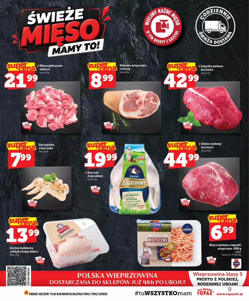 Gazetka promocyjna Topaz - Gazetka - ważna 24.09 do 30.09.2026 - strona 9 - produkty: Kurczak, LG, Mięso, Mięso mielone, Top, Wieprzowina