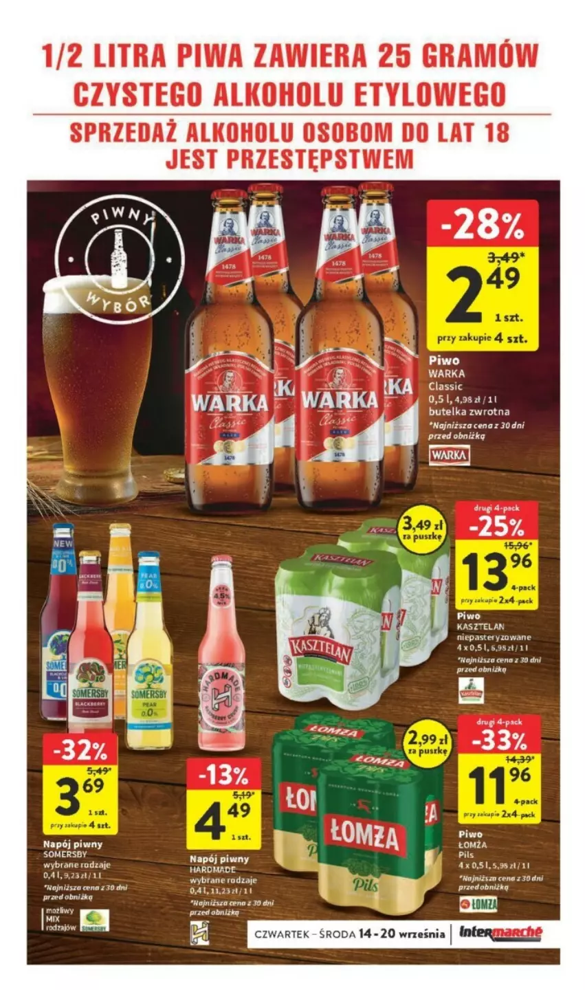 Gazetka promocyjna Intermarche - ważna 14.09 do 20.09.2023 - strona 27 - produkty: Gra, Kasztelan, Napój, Piwa, Piwo, Warka