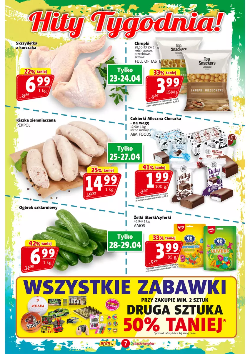Gazetka promocyjna Prim Market - ważna 23.04 do 29.04.2026 - strona 7 - produkty: Chrupki, Cukier, Cukierki, Ketchup, Kurczak, Ogórek, Pekpol, Rama