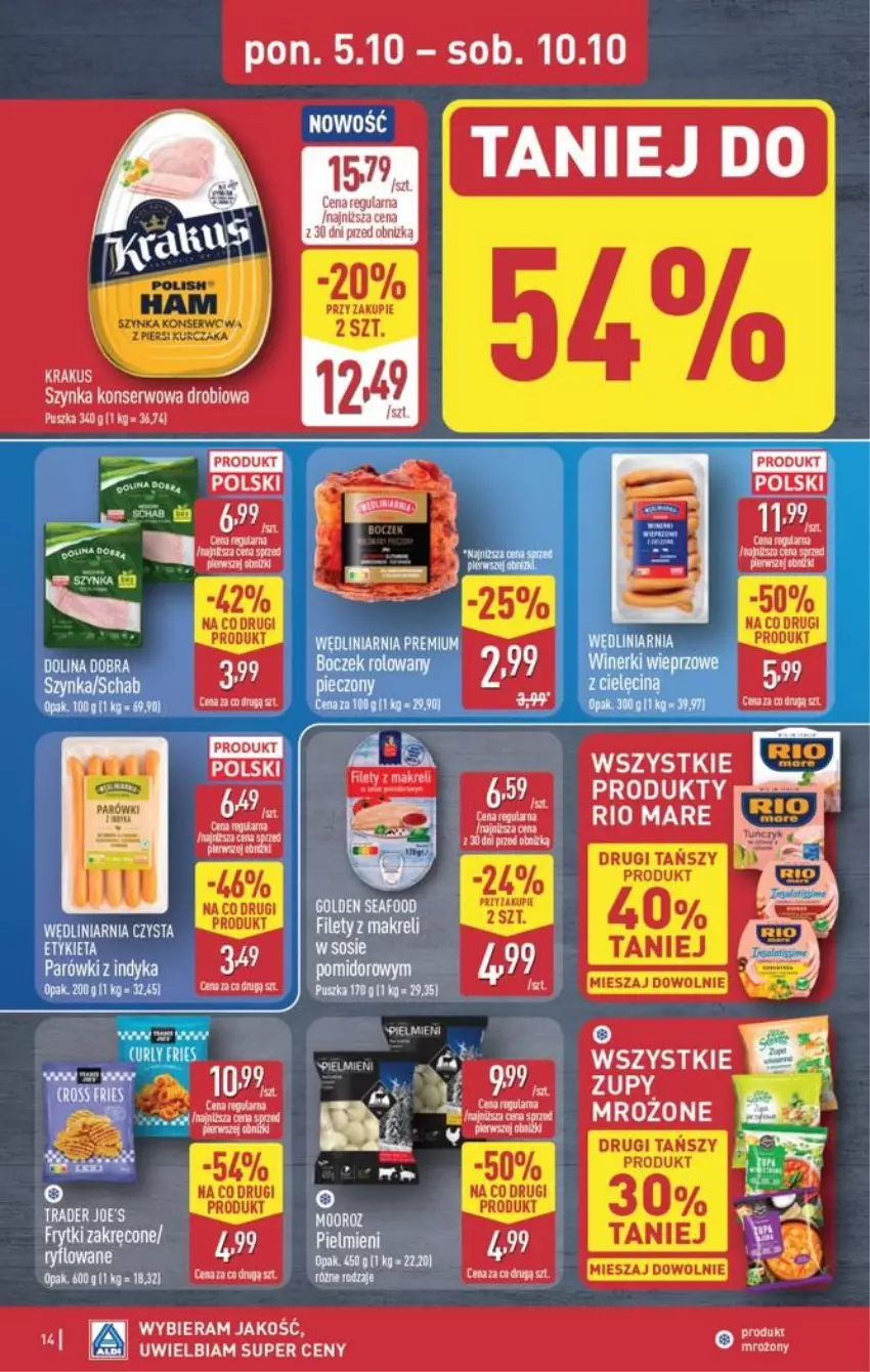 Gazetka promocyjna Aldi - Pełna oferta - ważna 05.10 do 10.10.2026 - strona 14 - produkty: Parówki, Por, Ser, Szynka, Szynka konserwowa