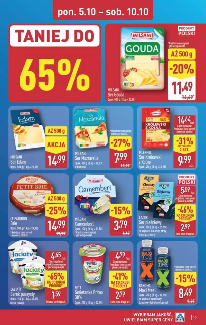 Gazetka promocyjna Aldi - Pełna oferta - ważna 05.10 do 10.10.2026 - strona 15 - produkty: Camembert, Fa, Gala, Gouda, Królewski, Ser