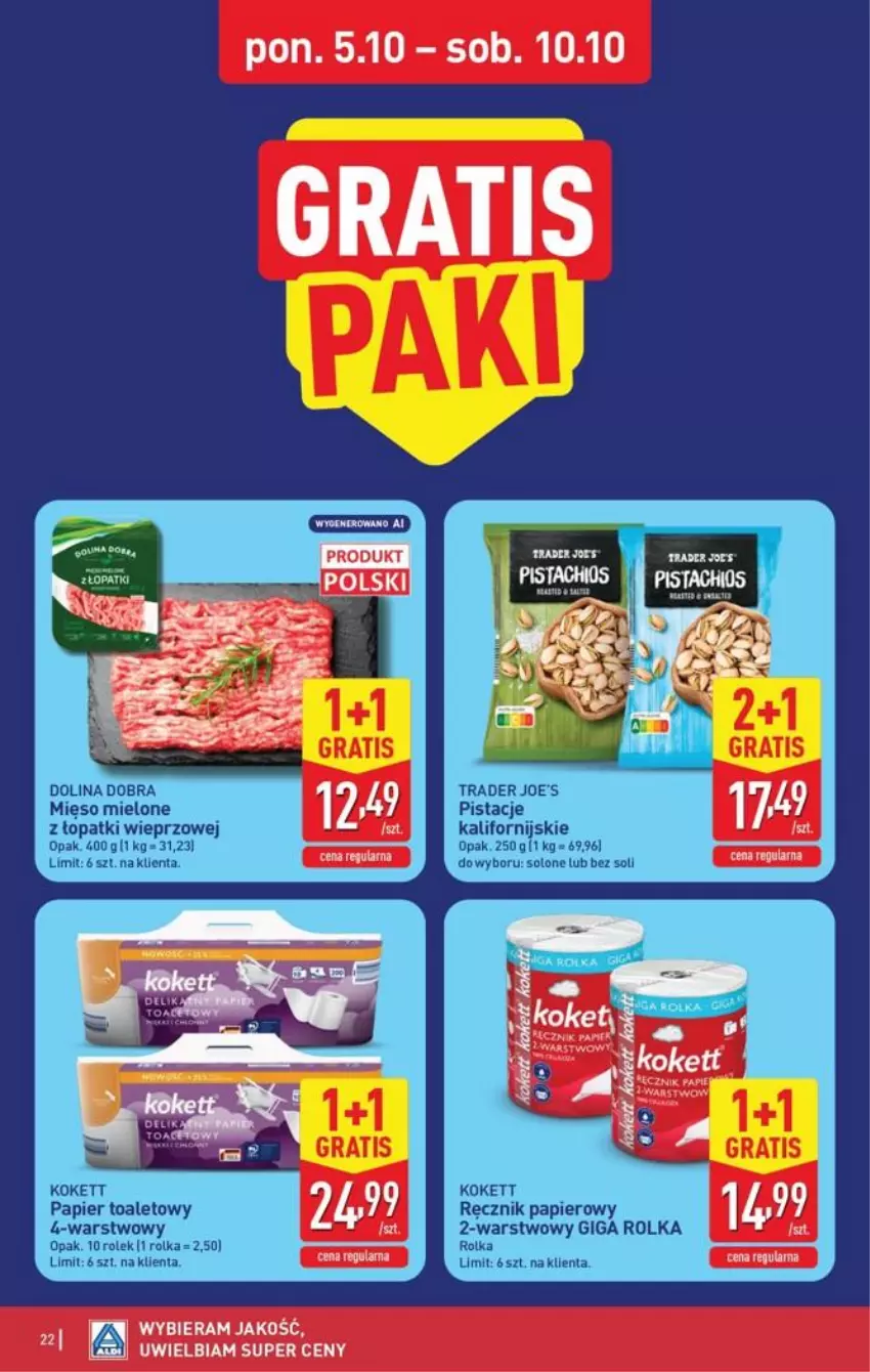 Gazetka promocyjna Aldi - Pełna oferta - ważna 05.10 do 10.10.2026 - strona 22 - produkty: Gra, Papier, Papier toaletowy, Pistacje, Ręcznik