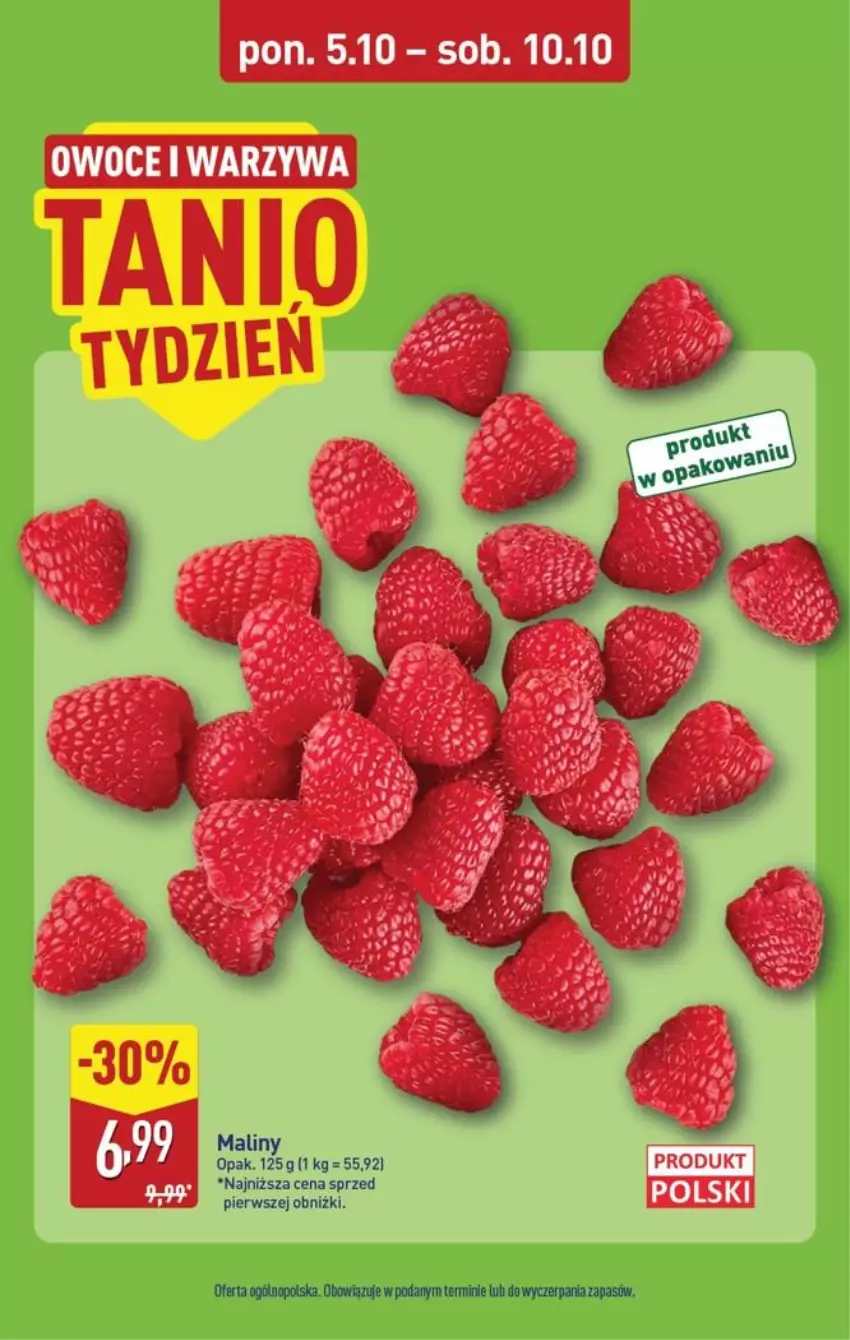 Gazetka promocyjna Aldi - Pełna oferta - ważna 05.10 do 10.10.2026 - strona 6 - produkty: Maliny, Owoce, Warzywa
