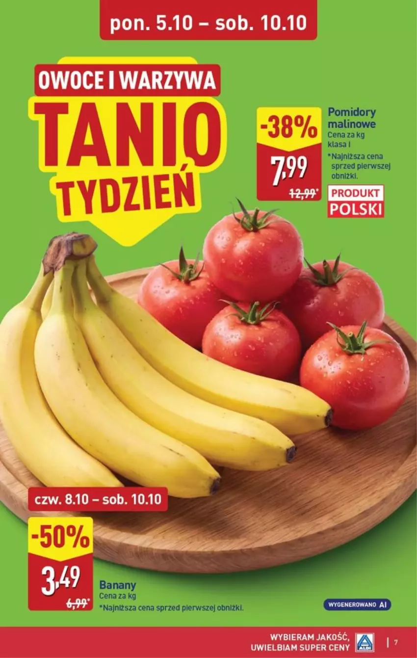 Gazetka promocyjna Aldi - Pełna oferta - ważna 05.10 do 10.10.2026 - strona 7 - produkty: Banany, Owoce, Pomidory, Warzywa