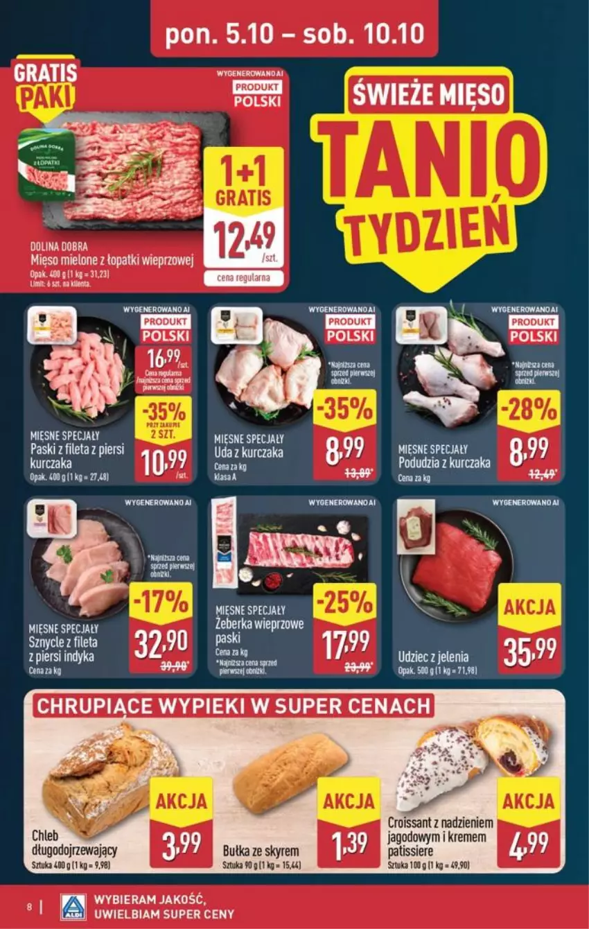 Gazetka promocyjna Aldi - Pełna oferta - ważna 05.10 do 10.10.2026 - strona 8 - produkty: Bułka, Chleb, Croissant, Gra, Mięsne specjały, Mięso, Mięso mielone, Mięso mielone z łopatki wieprzowej
