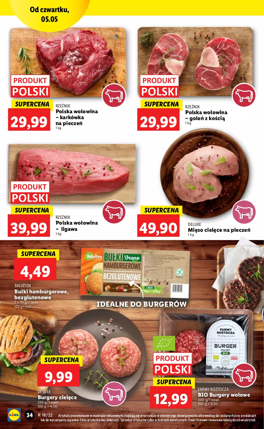 Gazetka promocyjna Lidl - GAZETKA - ważna 05.05 do 07.05.2022 - strona 34 - produkty: Burger, Fa, Hamburger, Mięso, Piec, Wołowina
