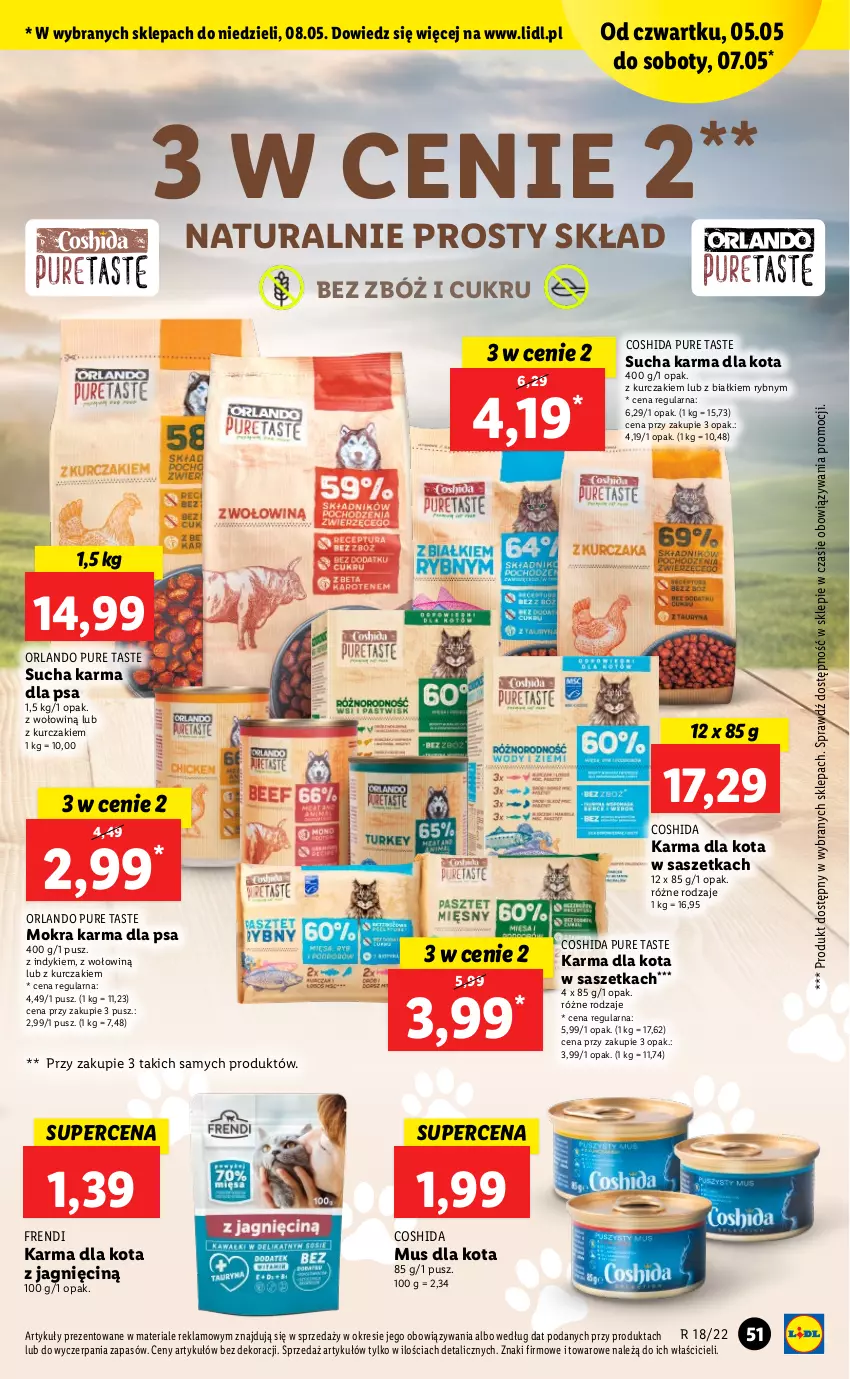 Gazetka promocyjna Lidl - GAZETKA - ważna 05.05 do 07.05.2022 - strona 51 - produkty: Kurczak, Mokra karma, Mus, Pur, Sucha karma