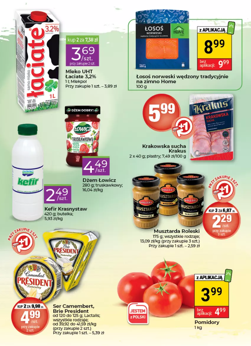 Gazetka promocyjna Stokrotka - Stokrotka Express - ważna 21.07 do 27.07.2022 - strona 2 - produkty: Brie, Camembert, Dżem, Kefir, Krakus, Mleko, Mus, Musztarda, Pomidory, Ser