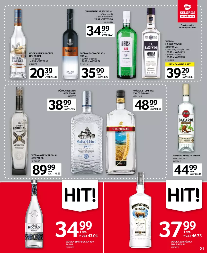 Gazetka promocyjna Selgros - Oferta spożywcza - ważna 05.01 do 18.01.2023 - strona 21 - produkty: Bacardi, Biały Bocian, Gin, Kaczka, Rum, Wódka