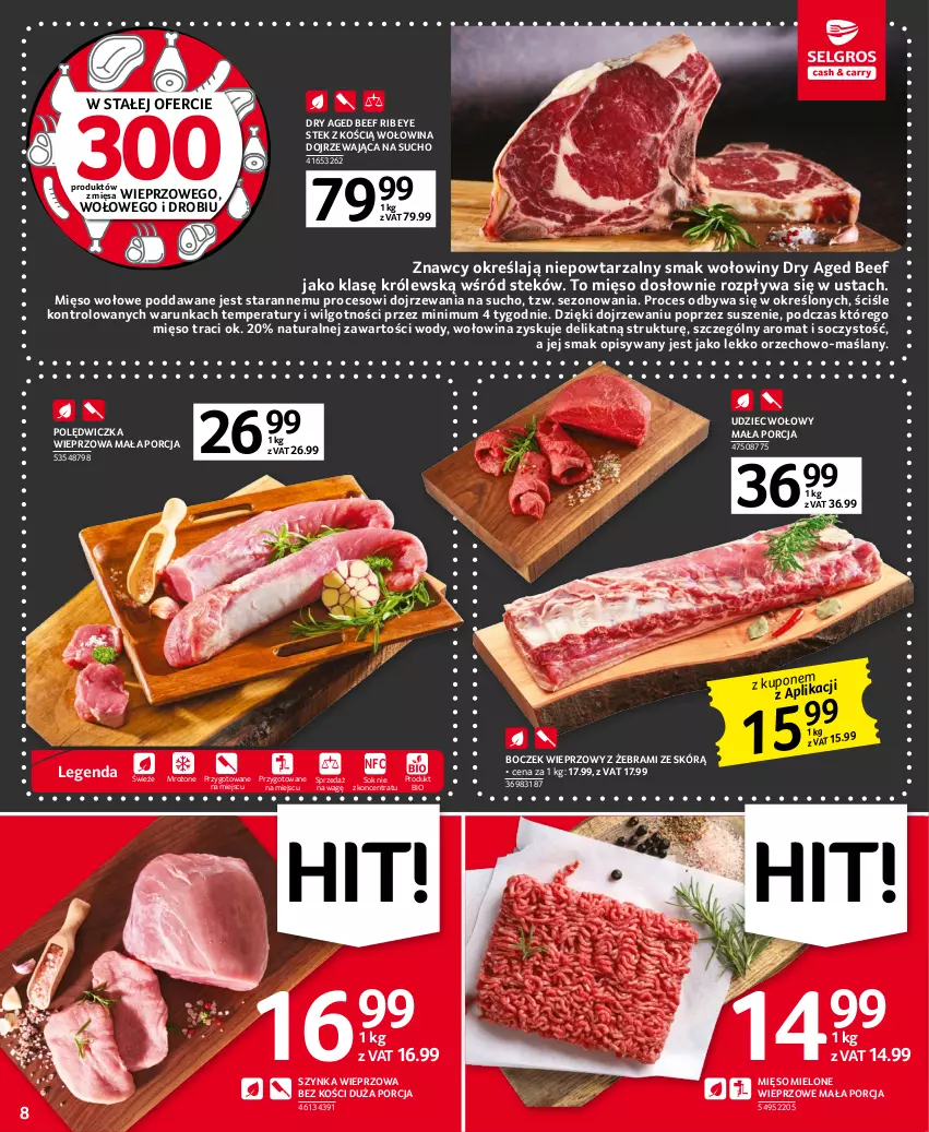 Gazetka promocyjna Selgros - Oferta spożywcza - ważna 05.01 do 18.01.2023 - strona 8 - produkty: Boczek, Boczek wieprzowy, LG, Mięso, Mięso mielone, Mięso wołowe, Polędwiczka wieprzowa, Por, Sok, Stek, Szynka, Szynka wieprzowa, Udziec wołowy, Wołowina