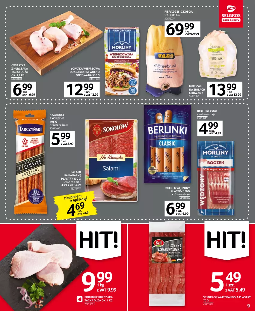 Gazetka promocyjna Selgros - Oferta spożywcza - ważna 05.01 do 18.01.2023 - strona 9 - produkty: Berlinki, Boczek, Kabanos, Kurczak, Salami, Szynka