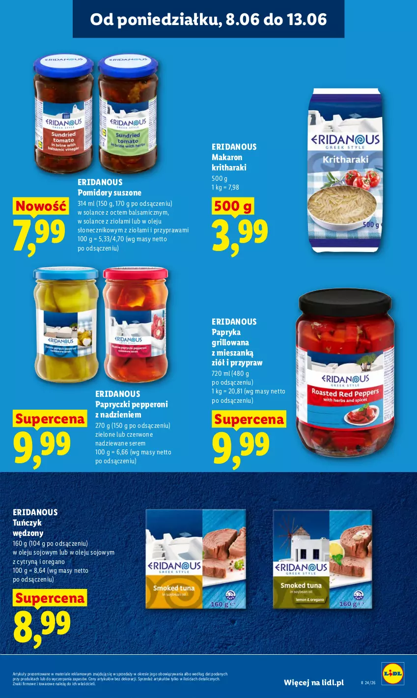 Gazetka promocyjna Lidl - Gazetka ważna od 8.06 do 10.06 - ważna 08.06 do 10.06.2026 - strona 43 - produkty: Grill, Makaron, Olej, Papryka, Papryka grillowana, Pomidory, Ser, Solan, Tuńczyk