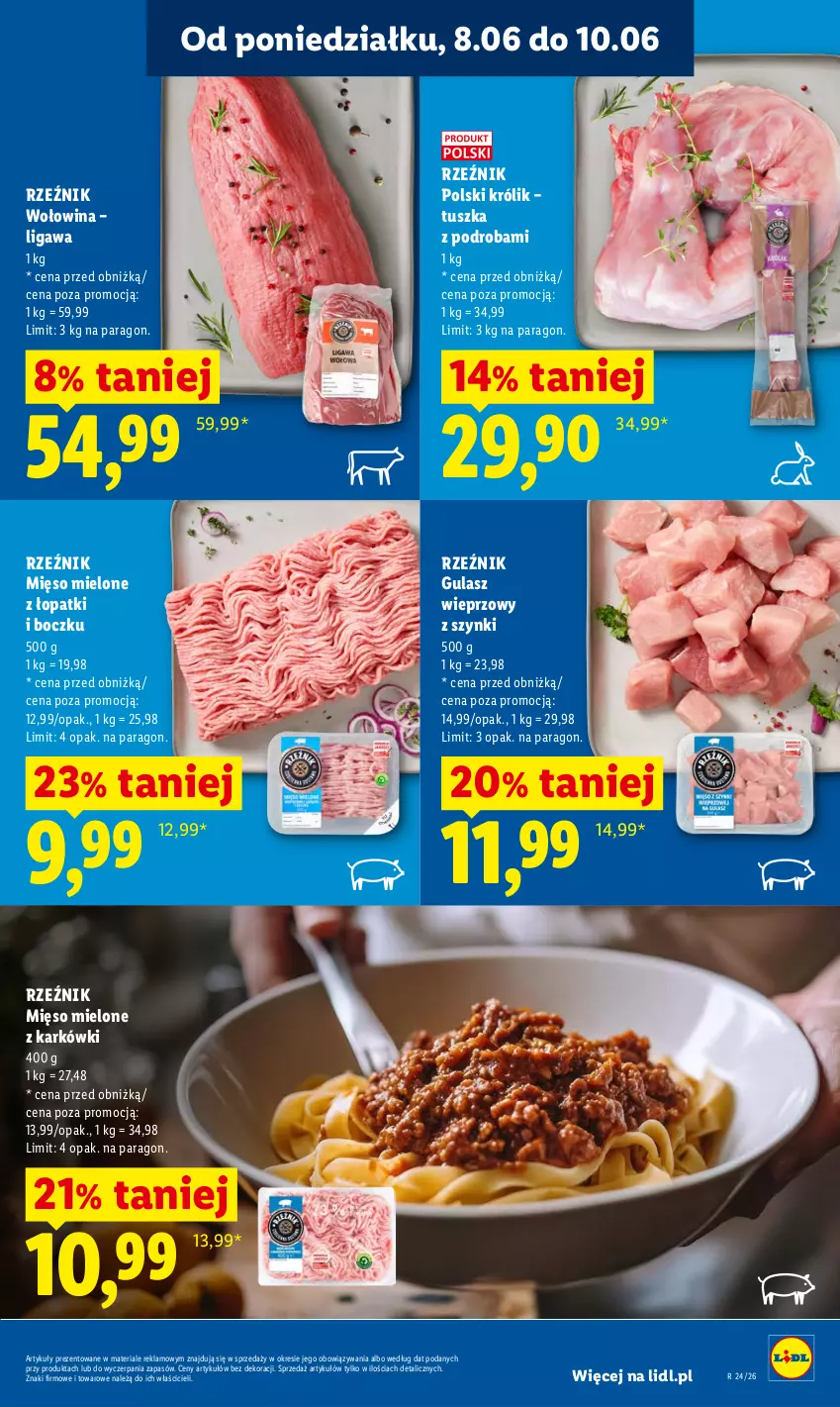 Gazetka promocyjna Lidl - Gazetka ważna od 8.06 do 10.06 - ważna 08.06 do 10.06.2026 - strona 51 - produkty: Królik, Mięso, Mięso mielone, Tusz, Wołowina