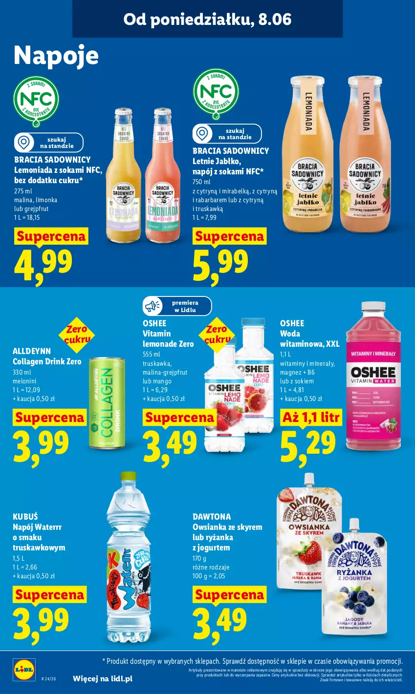 Gazetka promocyjna Lidl - Gazetka ważna od 8.06 do 10.06 - ważna 08.06 do 10.06.2026 - strona 62 - produkty: Dawtona, Grejpfrut, Jogurt, Kubuś, Lemoniada, Limonka, Magnez, Mango, Melon, Napój, Napoje, Oshee, Owsianka, Ryż, Sok, Woda