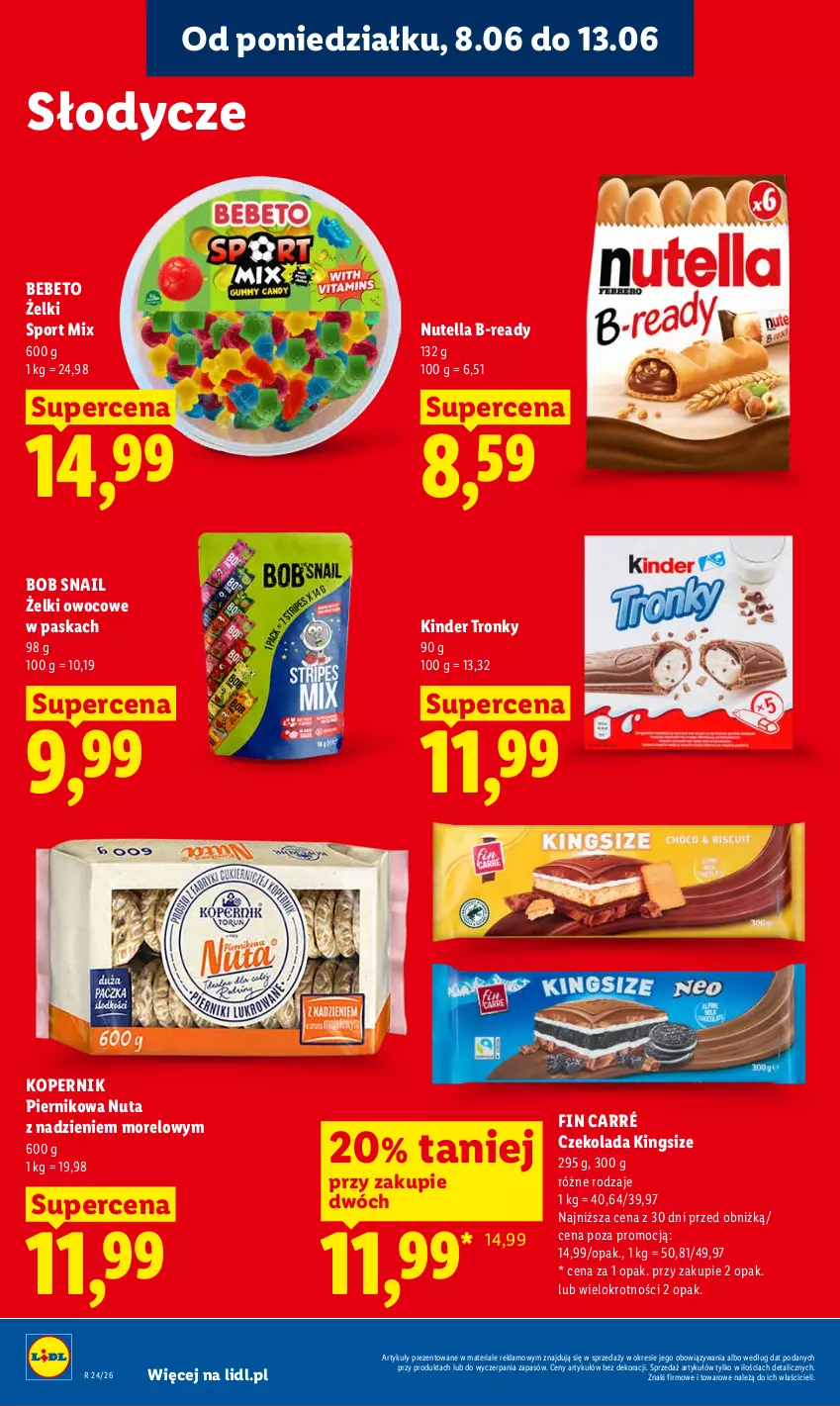 Gazetka promocyjna Lidl - Gazetka ważna od 8.06 do 10.06 - ważna 08.06 do 10.06.2026 - strona 74 - produkty: Czekolada, Kinder, Nutella, Piernik, Por, Sport