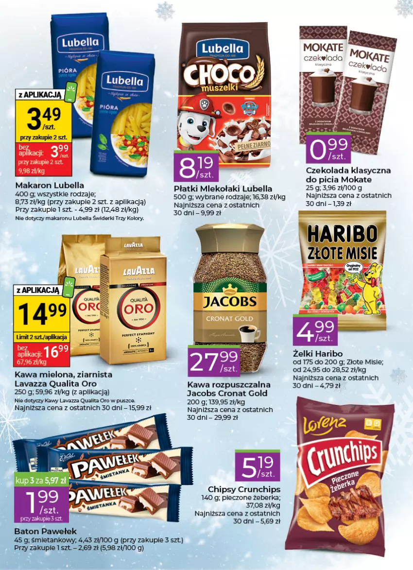 Gazetka promocyjna Stokrotka - Stokrotka Express - ważna 26.01 do 01.02.2023 - strona 3 - produkty: Bell, Bella, Chipsy, Crunchips, Czekolada, Haribo, Jacobs, Kawa, Kawa mielona, Kawa rozpuszczalna, Lavazza, Lubella, Makaron, Mleko, Piec