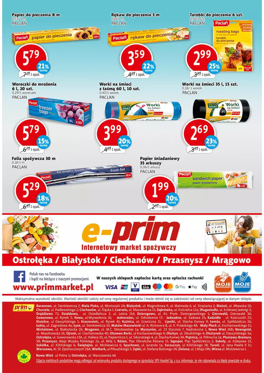 Gazetka promocyjna Prim Market - Gazetka - ważna 10.02 do 16.02.2022 - strona 12 - produkty: Danio, Fa, Papier, Piec, Rękaw do pieczenia, Ser, Sok, Woreczek, Worki na śmiec, Worki na śmieci