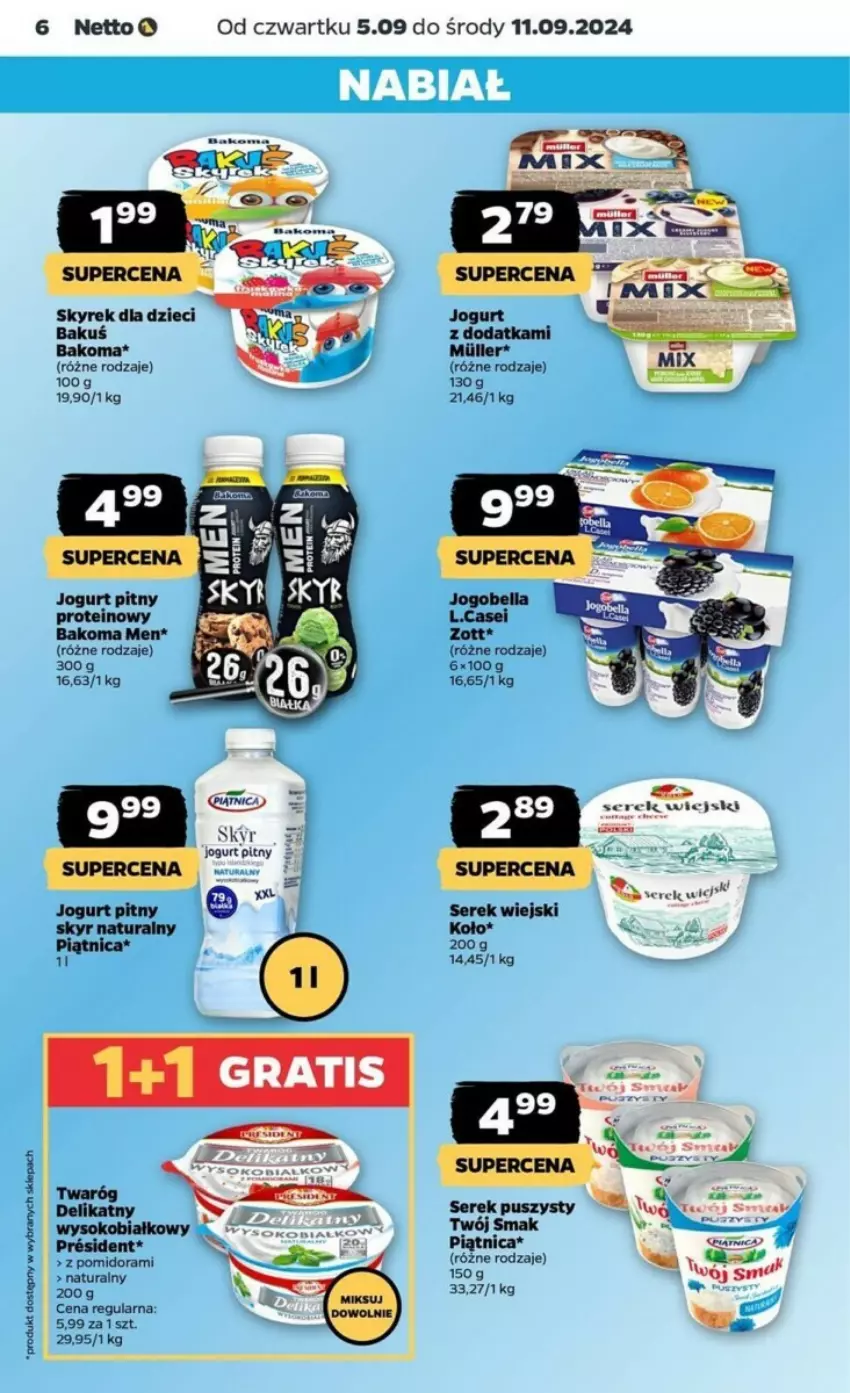 Gazetka promocyjna Netto - ważna 05.09 do 11.09.2024 - strona 24 - produkty: Bakoma, Dzieci, Fa, Jogurt, Jogurt pitny, Piątnica, Sok, Twój Smak