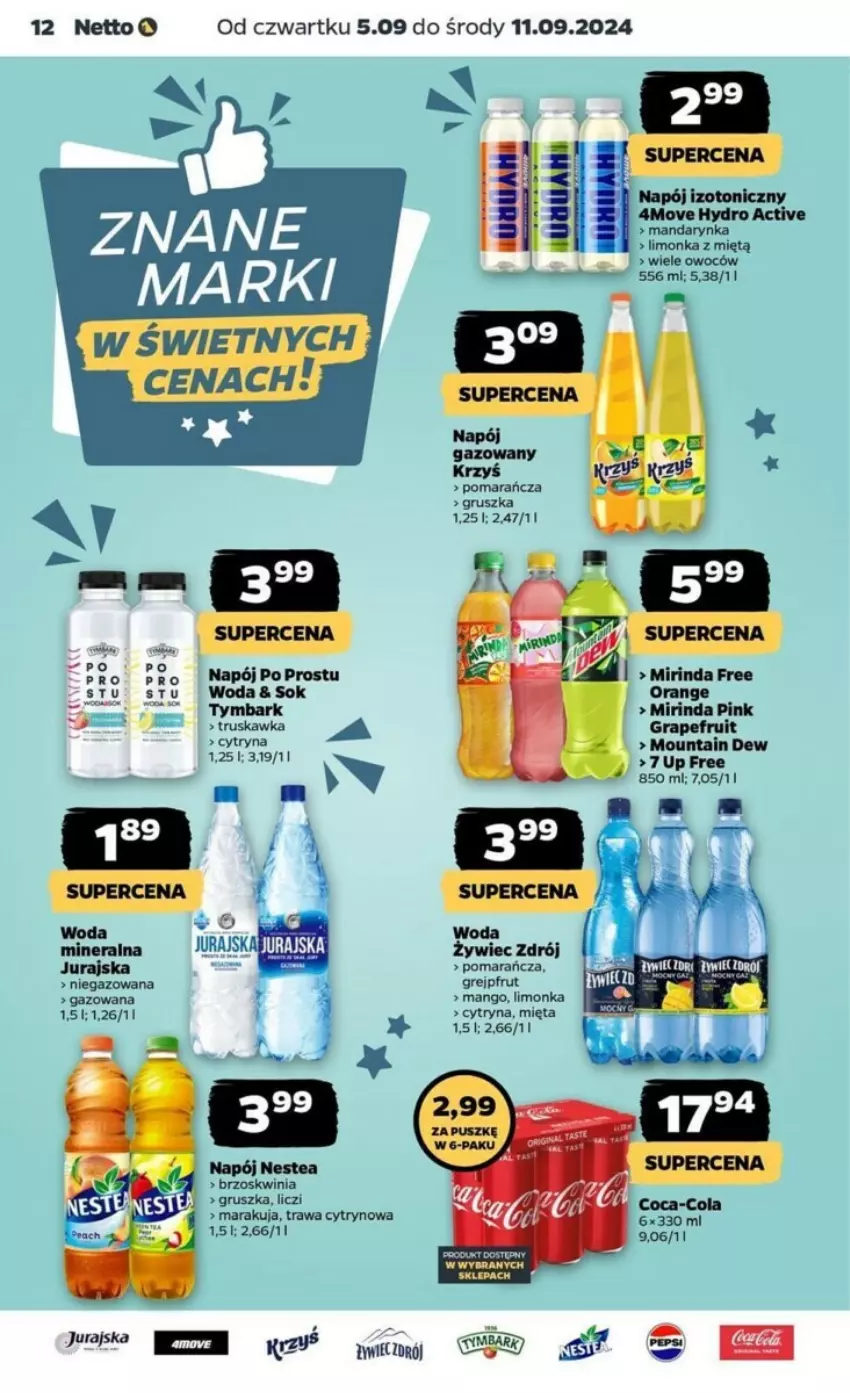 Gazetka promocyjna Netto - ważna 05.09 do 11.09.2024 - strona 4 - produkty: Gra, Grejpfrut, Liczi, Limonka, Mięta, Mirinda, Napój, Sok, Tymbark, Woda