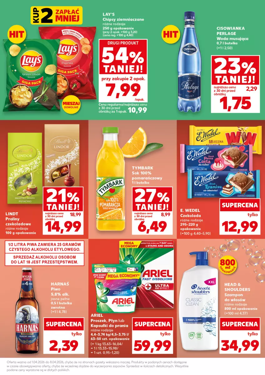 Gazetka promocyjna Kaufland - Mocny Start - ważna 07.04 do 08.04.2026 - strona 11 - produkty: Cisowianka, Czekolada, E. Wedel, Fa, Gra, Harnaś, Kapsułki do prania, Lindt, Piwa, Por, Praliny, Sok, Tymbark