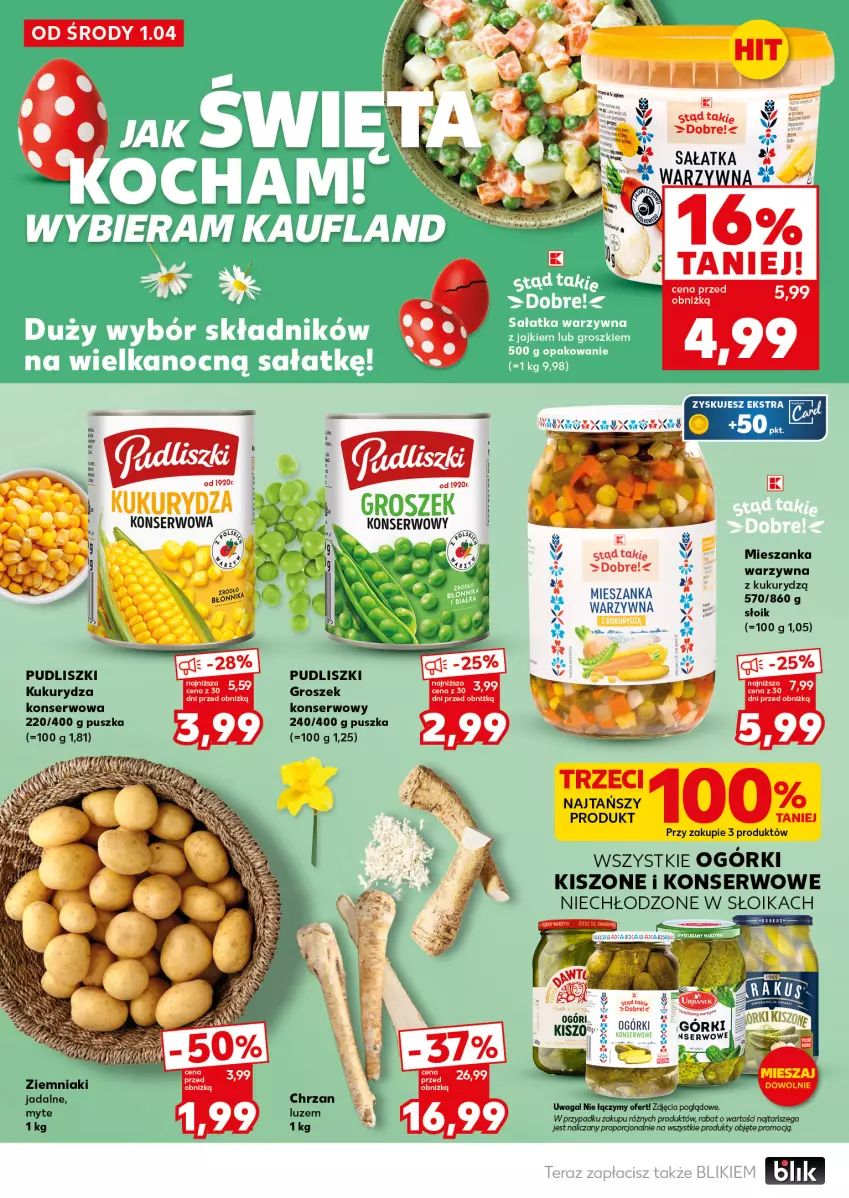 Gazetka promocyjna Kaufland - Mocny Start - ważna 07.04 do 08.04.2026 - strona 12 - produkty: Groszek, Kukurydza, Por, Pudliszki, Sałat, Sałatka, Ser, Waga, Ziemniaki