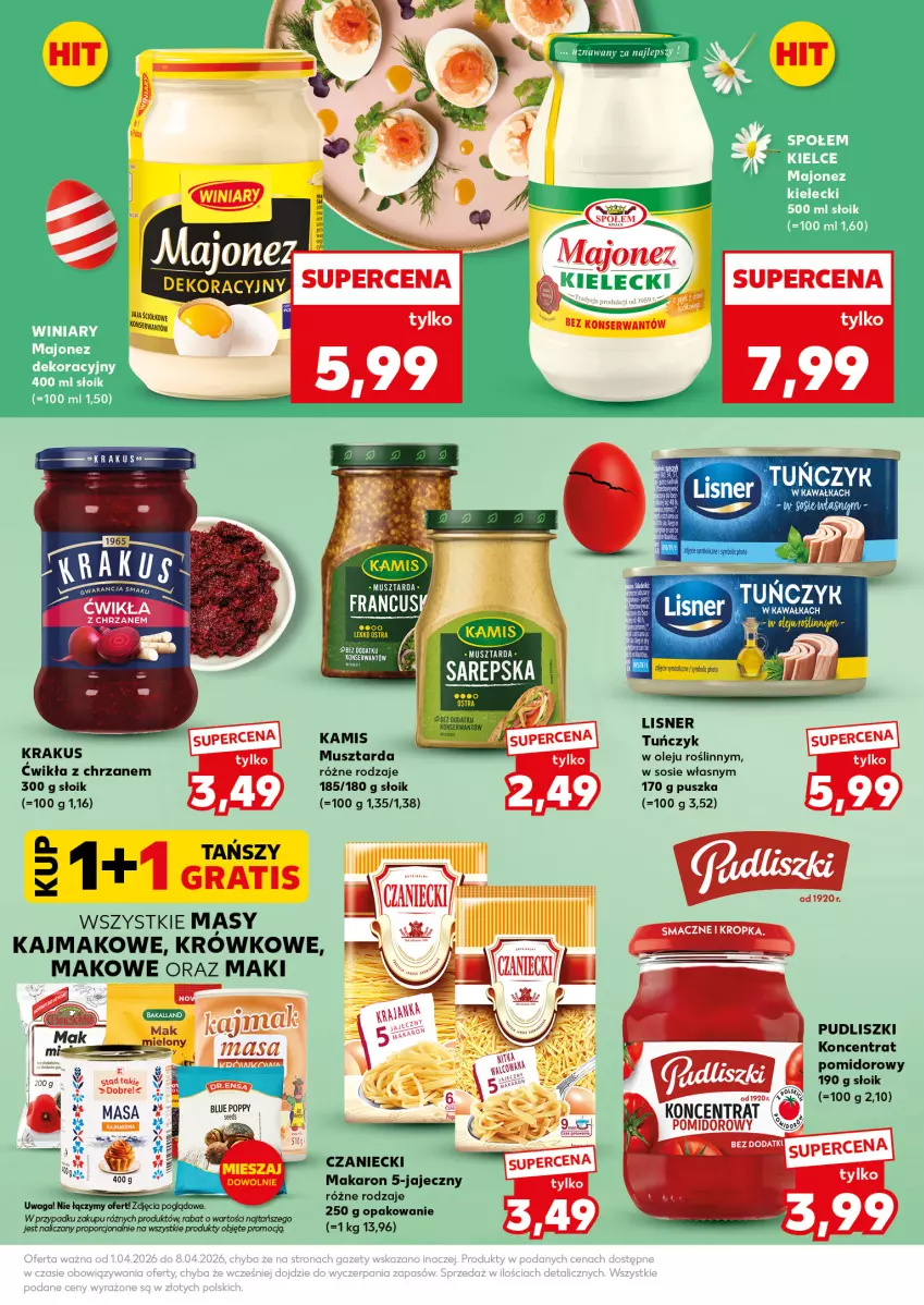 Gazetka promocyjna Kaufland - Mocny Start - ważna 07.04 do 08.04.2026 - strona 13 - produkty: Chrzan, Jaja, Kamis, Krakus, Lisner, Makaron, Mus, Musztarda, Olej, Por, Pudliszki, Ser, Sos, Tuńczyk