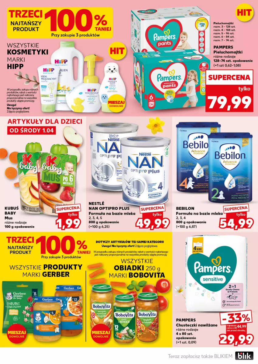 Gazetka promocyjna Kaufland - Mocny Start - ważna 07.04 do 08.04.2026 - strona 28 - produkty: BEBILON, BoboVita, Chusteczki, Dzieci, Gerber, HiPP, Kubuś, Majtki, Mus, NAN Optipro, Pampers, Pieluchomajtki, Por, Waga