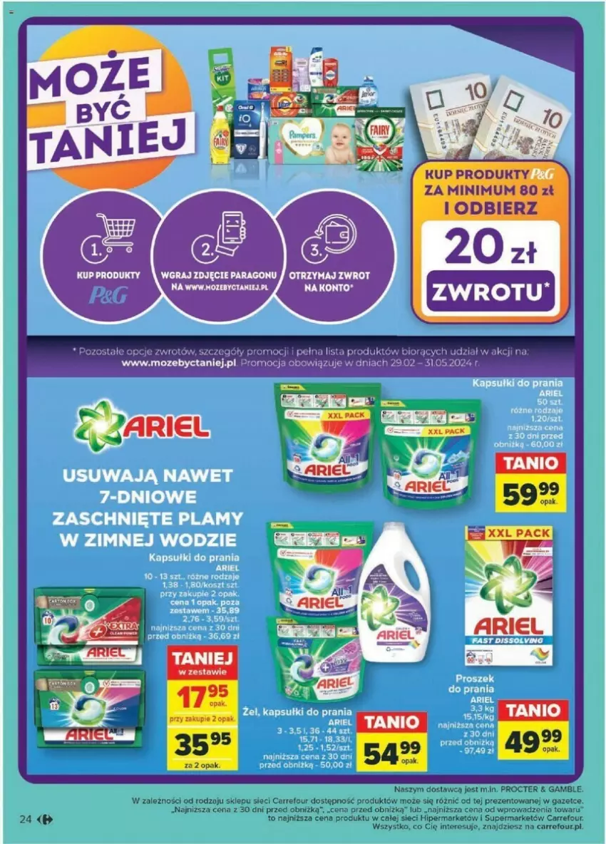 Gazetka promocyjna Carrefour - ważna 02.04 do 13.04.2024 - strona 19 - produkty: Ariel, Kapsułki do prania, Kosz, Proszek do prania