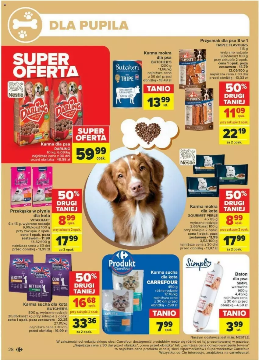 Gazetka promocyjna Carrefour - ważna 02.04 do 13.04.2024 - strona 24 - produkty: Butcher's, Kosz, Przysmak dla psa, Vitakraft, Wołowina