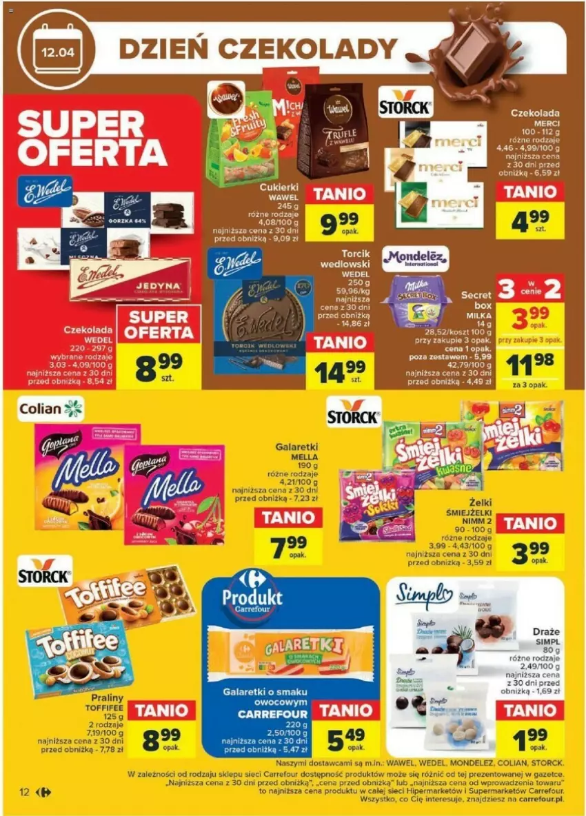 Gazetka promocyjna Carrefour - ważna 02.04 do 13.04.2024 - strona 6 - produkty: Cukier, Cukierki, Czekolada, Kosz, Merci, Milka