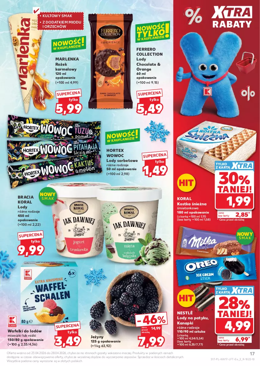 Gazetka promocyjna Kaufland - Gazetka tygodnia - ważna 23.04 do 28.04.2026 - strona 17 - produkty: Ferrero, Hortex, Jeżyny, Lody, Nestlé