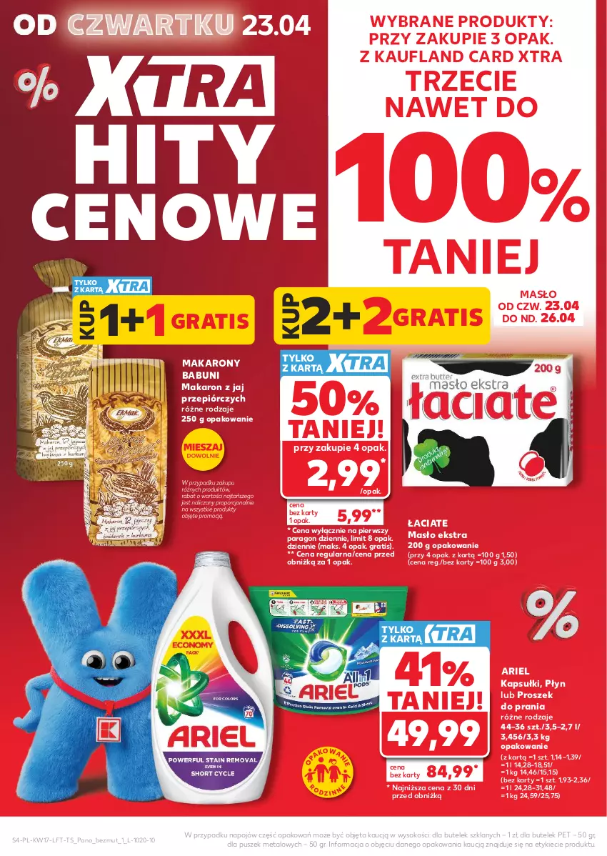 Gazetka promocyjna Kaufland - Gazetka tygodnia - ważna 23.04 do 28.04.2026 - strona 4 - produkty: Ariel, Babuni, Gra, Makaron, Masło, Por, Proszek do prania, Sok