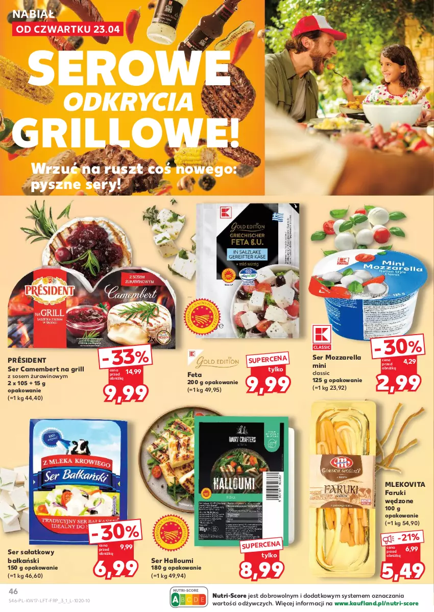 Gazetka promocyjna Kaufland - Gazetka tygodnia - ważna 23.04 do 28.04.2026 - strona 46 - produkty: Camembert, Fa, Feta, Grill, Mleko, Mlekovita, Mozzarella, Président, Sałat, Ser, Sos, Wino
